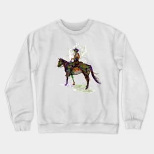 Cowboy on Horseback Watercolor Silhouette Crewneck Sweatshirt